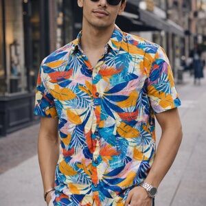 Old Navy Vibrant Leaf Print Men's Shirt